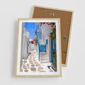 Plakat w ramie 50x70 - Santorini: urok Grecji - Santorini, Grecja - rama drewno
