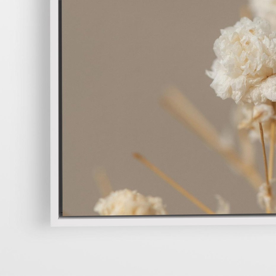 Obraz w ramie 50x50 - Przezroczyste piękno - gipsówka, suche - rama biała