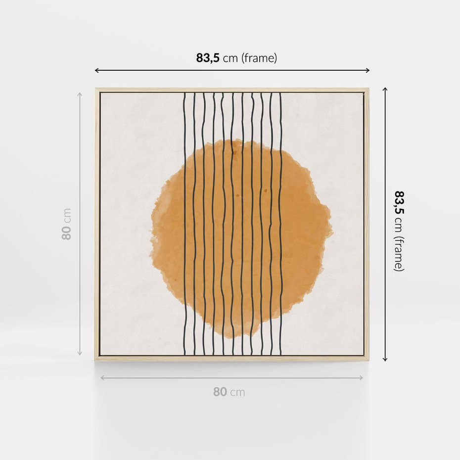 Obraz w ramie 80x80 - Taniec Emocji - abstrakcyjne akwarelowe plamy, nieregularne kreski - rama drewno