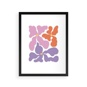 Plakat w ramie 40x50 - Bezgraniczne Wibracje - abstrakcyjne kolorowe kwiaty, minimlizm - rama czarna