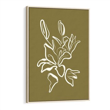 Obraz w ramie 50x70 - Przenikające Barwy - abstrakcyjna roślina, kwiaty - rama drewno