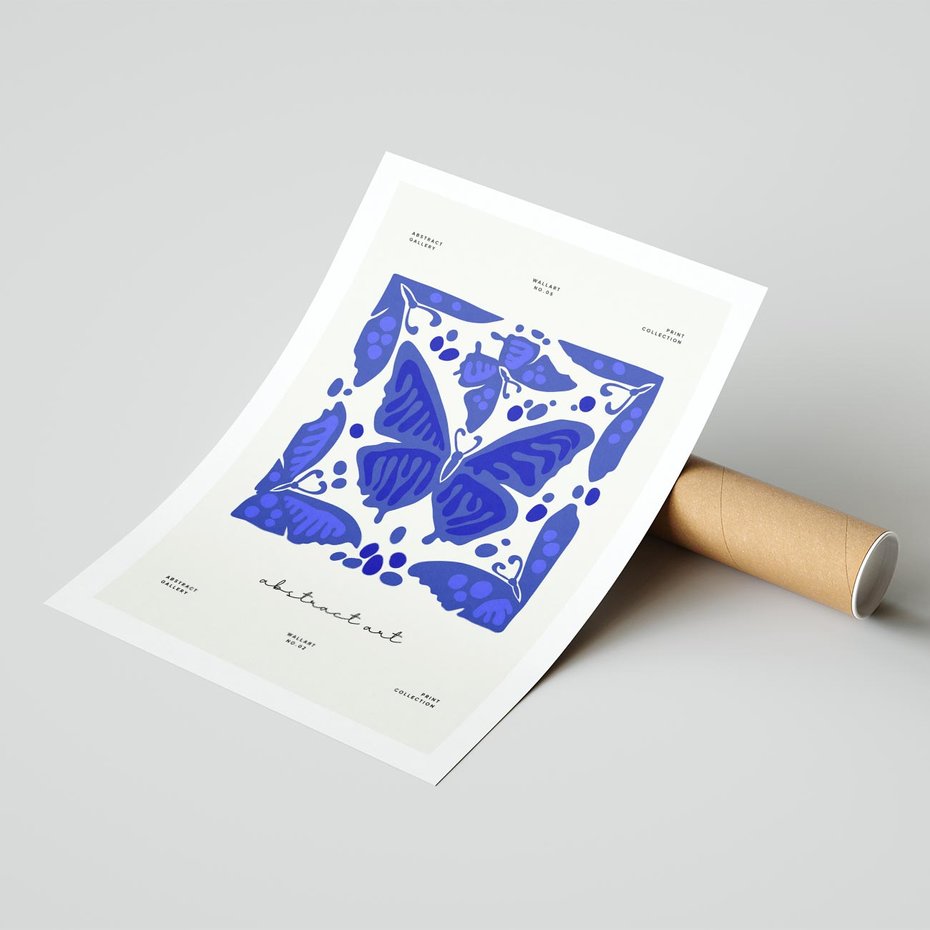 Plakat bez ramy 40x50 - Wibracje Wnętrza - nowoczesny plakat, odcienie błękitu