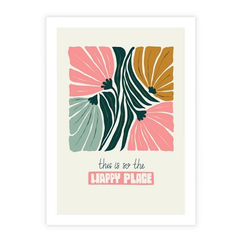 Plakat bez ramy 40x50 - Impresje kwiatowej abstrakcji - retro kwiatowa grafika, kompozycja