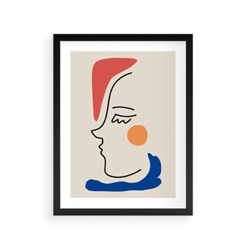 Plakat w ramie 40x50 - Impresje Kształtów - abstrakcyjny obraz, przypomina twarz - rama czarna