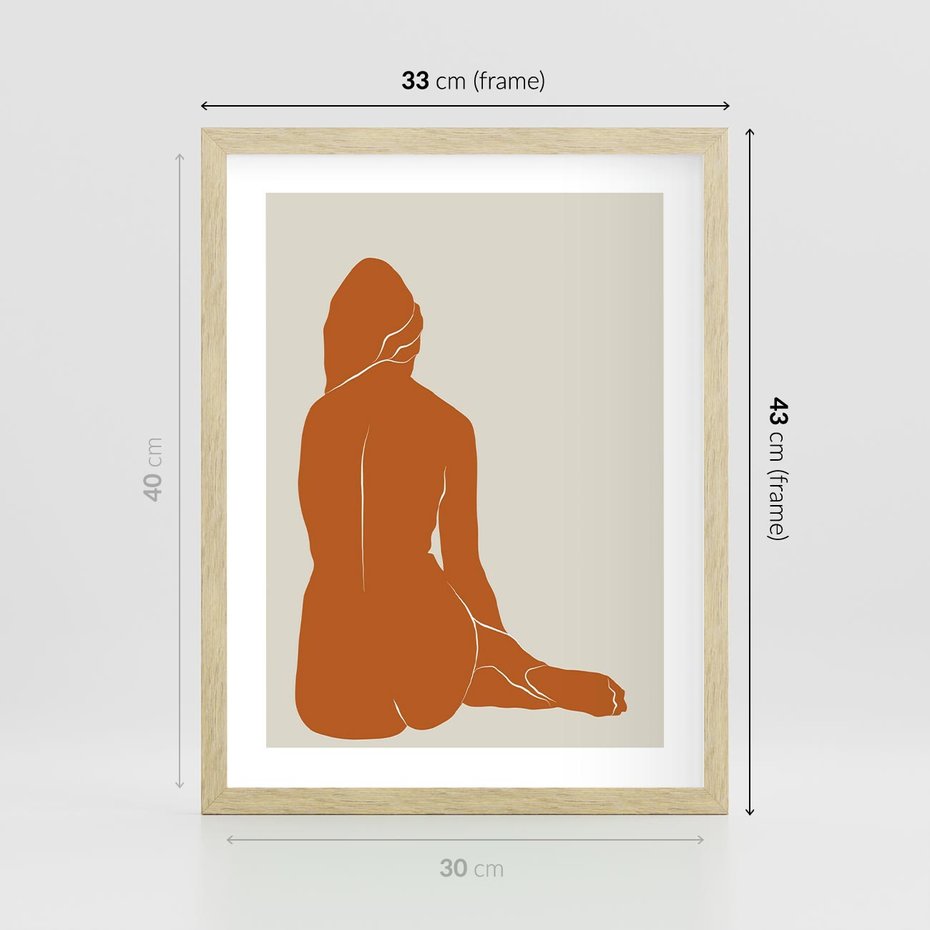 Plakat w ramie 30x40 - Kobieca Sylwetka w Stylu Modernistycznym - modernistyczny pakat, kobieca sylwetka - rama drewno