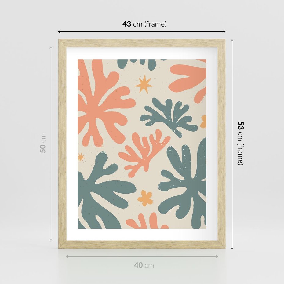 Plakat w ramie 40x50 - Boho Wybuch - boho formy, kształty - rama drewno