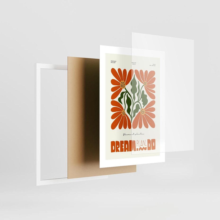 Plakat w ramie 30x40 - Księga Abstrakcji - sztuka nowoczesna, kolorowe kwiaty - rama biała