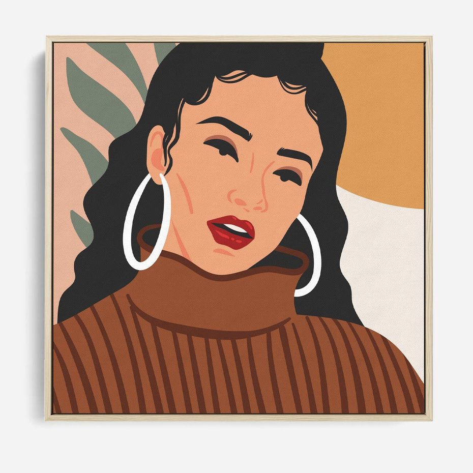 Obraz w ramie 80x80 - Kobiece Wibracje - nowoczesny plakat, styl retro - rama drewno