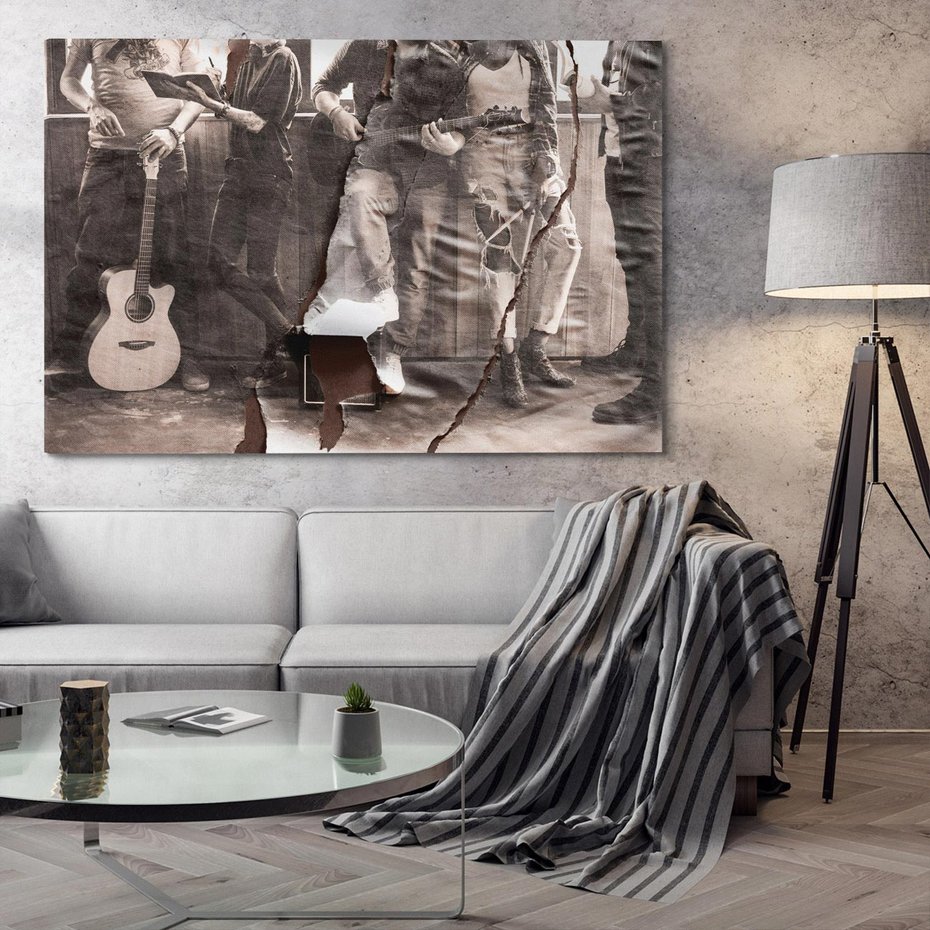 Obraz na płótnie 70x50 - Dźwięki Minionej Ery - postarzona fotografia retro, podarta fotografia