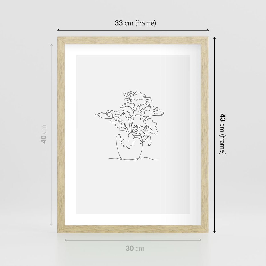 Plakat w ramie 30x40 - Rozkwitające Formy - szkic, minimalizm - rama drewno