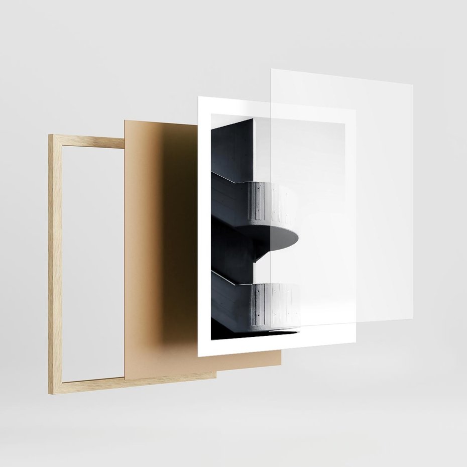 Plakat w ramie 40x50 - Elegancja Współczesności - architektura, nowoczesne formy - rama drewno