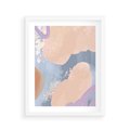 Plakat w ramie 40x50 - Przenikanie Niecodziennych Form - abstrakcyjne akwarelowe plamy, pastele - rama biała