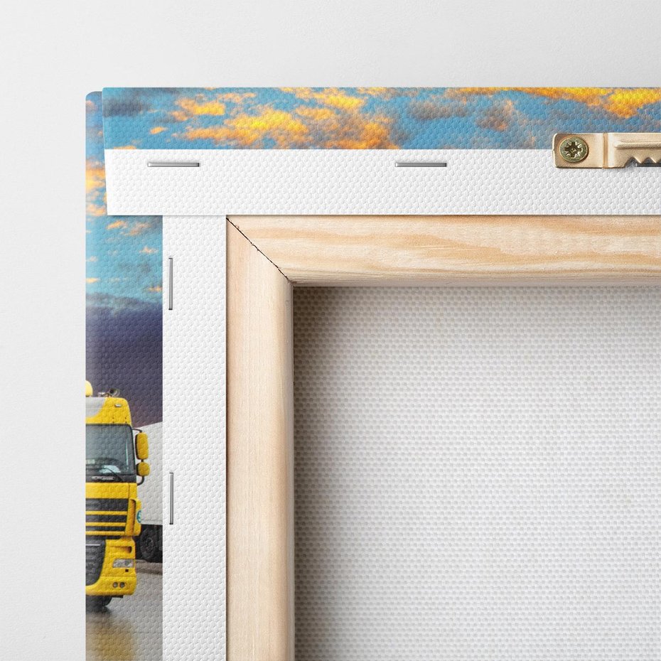 Obraz na płótnie 120x40 - Tiry i samochody w ruchu - ciężarówki, tiry