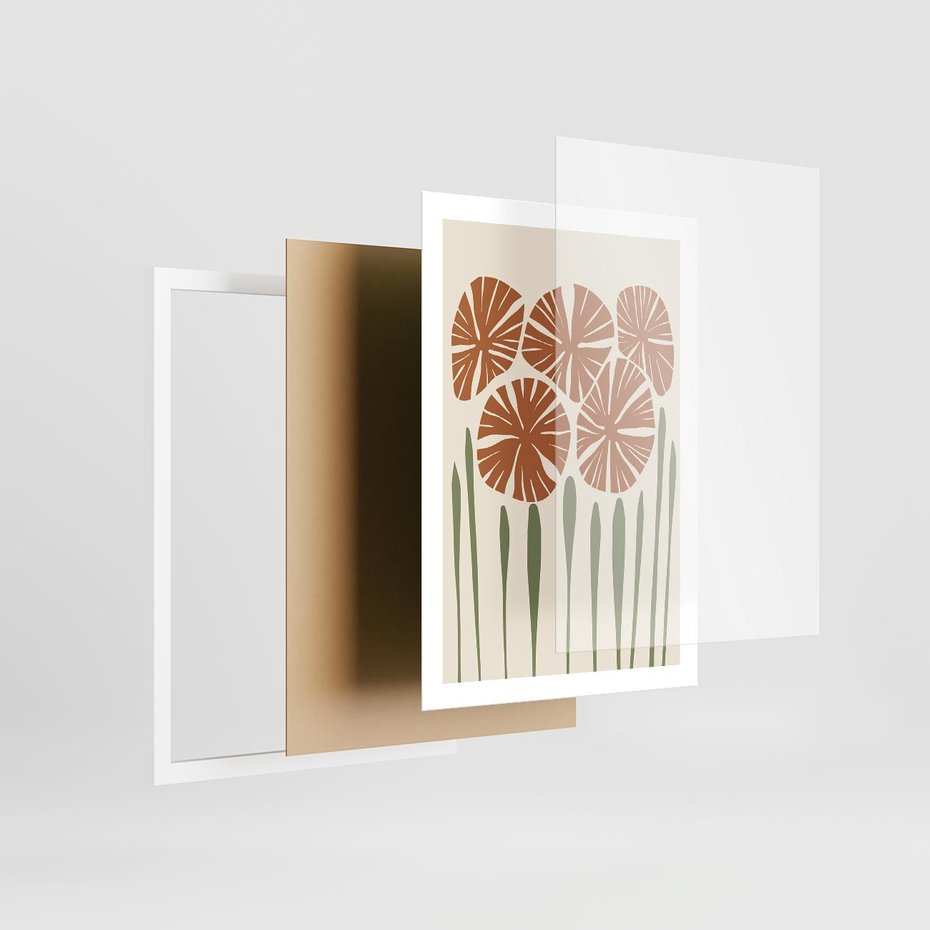 Plakat w ramie 50x70 - Akwarelowe Echa Przyrody - kwiaty, nowoczesny plakat - rama biała