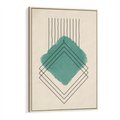 Obraz w ramie 50x70 - Impresje Przestrzeni - akwarelowa plama, geometryczne szkicowane kształty - rama drewno