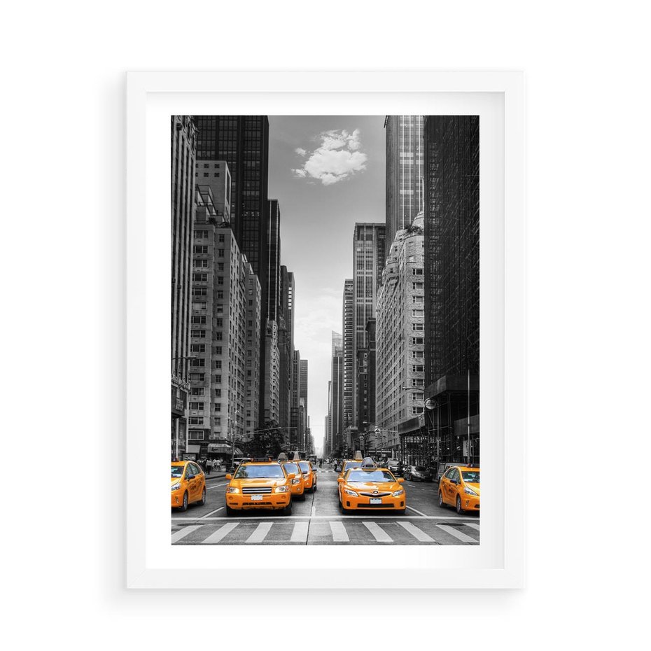 Plakat w ramie 50x70 - Wibracje Nowego Jorku - miasto, Nowy Jork - rama biała