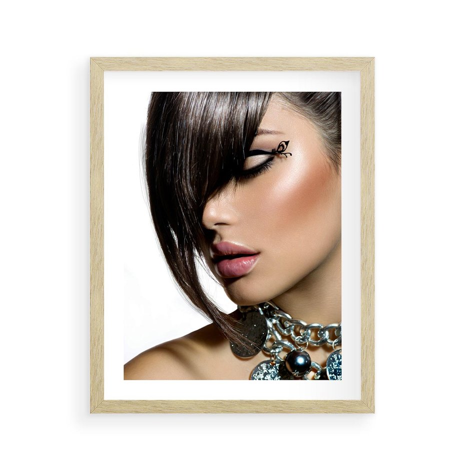 Plakat w ramie 40x50 - Kobieca Fryzura w Ruchu - fryzura, kobieta - rama drewno