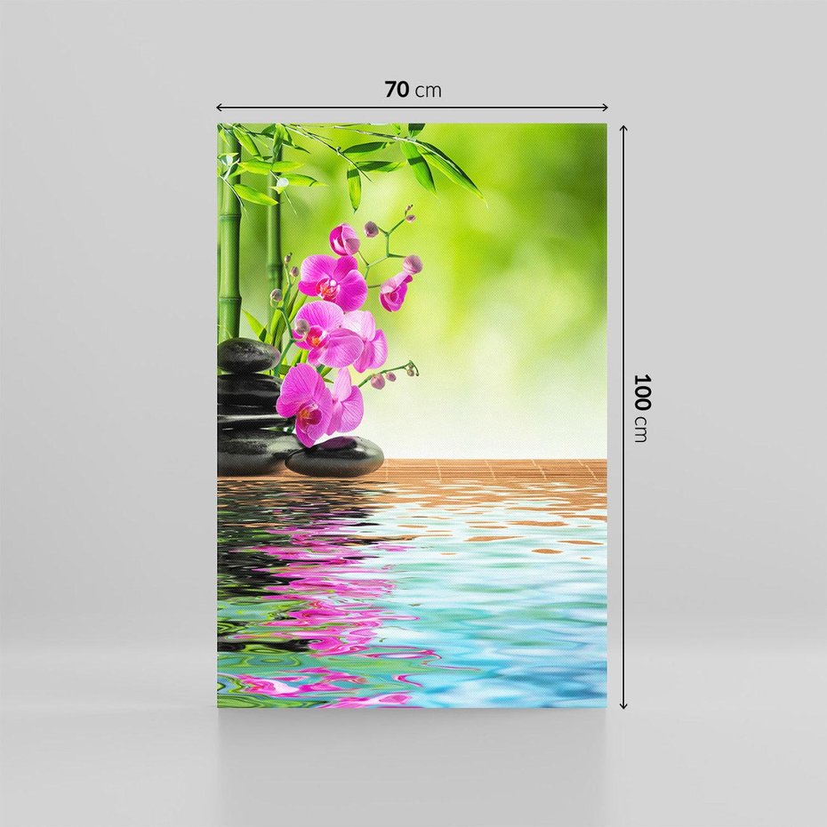 Obraz na płótnie 70x100 - Oaza Storczyka i Wody - spa, storczyk