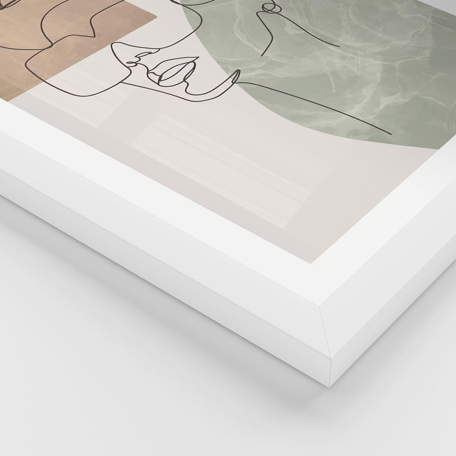 Plakat w ramie 30x40 - Geometria i Szkic - nowoczesny obraz, grafika - rama biała