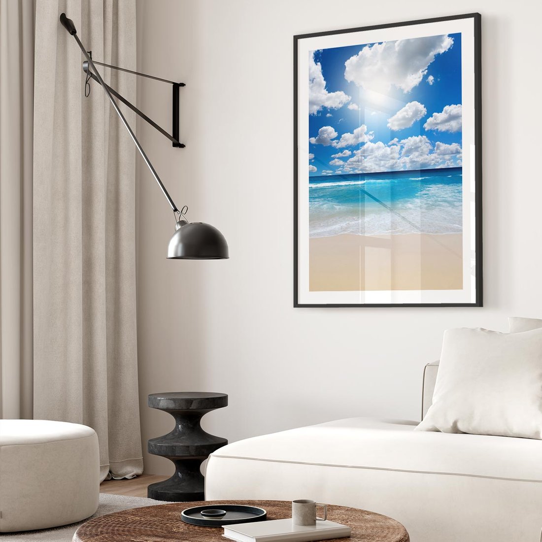 Plakat w ramie 50x70 - Wakacyjna plaża - plaża, wakacje - rama czarna