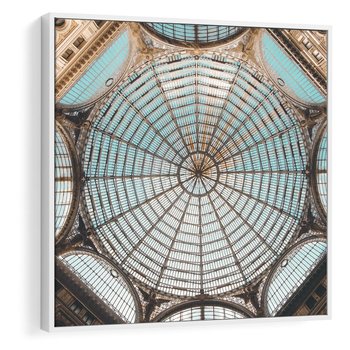 Obraz w ramie 50x50 - Magia Sklepienia - sklepienie, szklany dach - rama biała