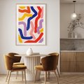 Plakat w ramie 40x50 - Abstrakcyjne Dialogi - abstrakcyjny kolorowy obraz, kolorowe linie - rama drewno