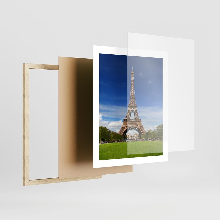 Plakat w ramie 40x50 - Eiffla: symbole Paryża - Eiffla, Paryż - rama drewno
