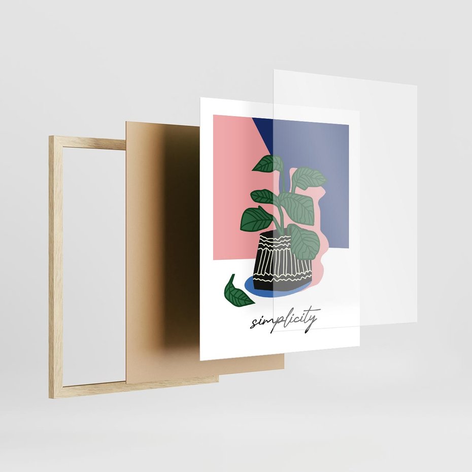 Plakat w ramie 40x50 - Tajemnicze Wibracje - tygrys, kwiaty - rama drewno