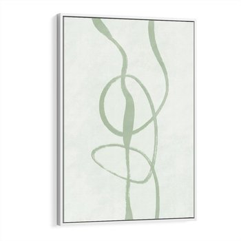 Obraz w ramie 80x120 - Zieleń Wewnętrznej Harmonii - zielona abstrakcja, zgaszona zieleń - rama biała