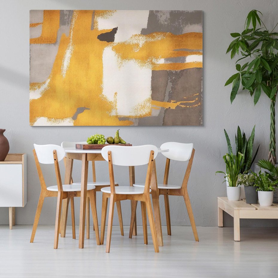 Obraz na płótnie 70x50 - Złote Maźnięcia Pędzla - złota abstrakcja, plamy