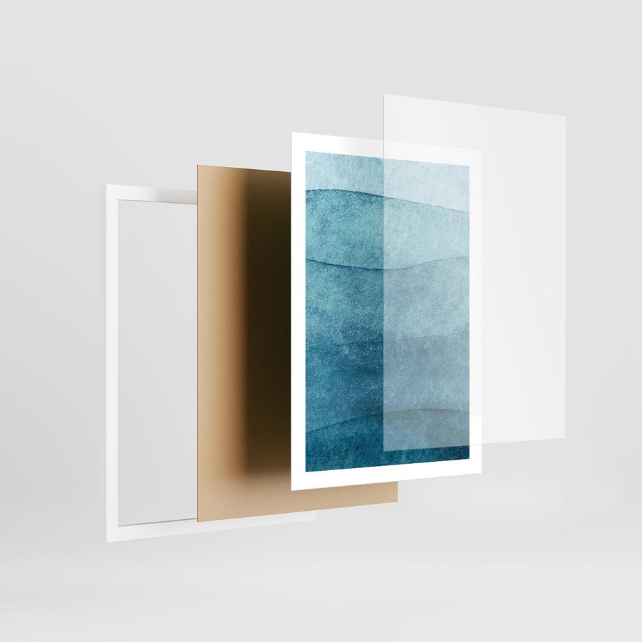 Plakat w ramie 50x70 - Kolorowe fale akwareli - akwarela, fale - rama biała