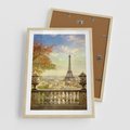 Plakat w ramie 50x70 - Paryż za Wieżą Eiffla - Paryż, Eiffla - rama drewno