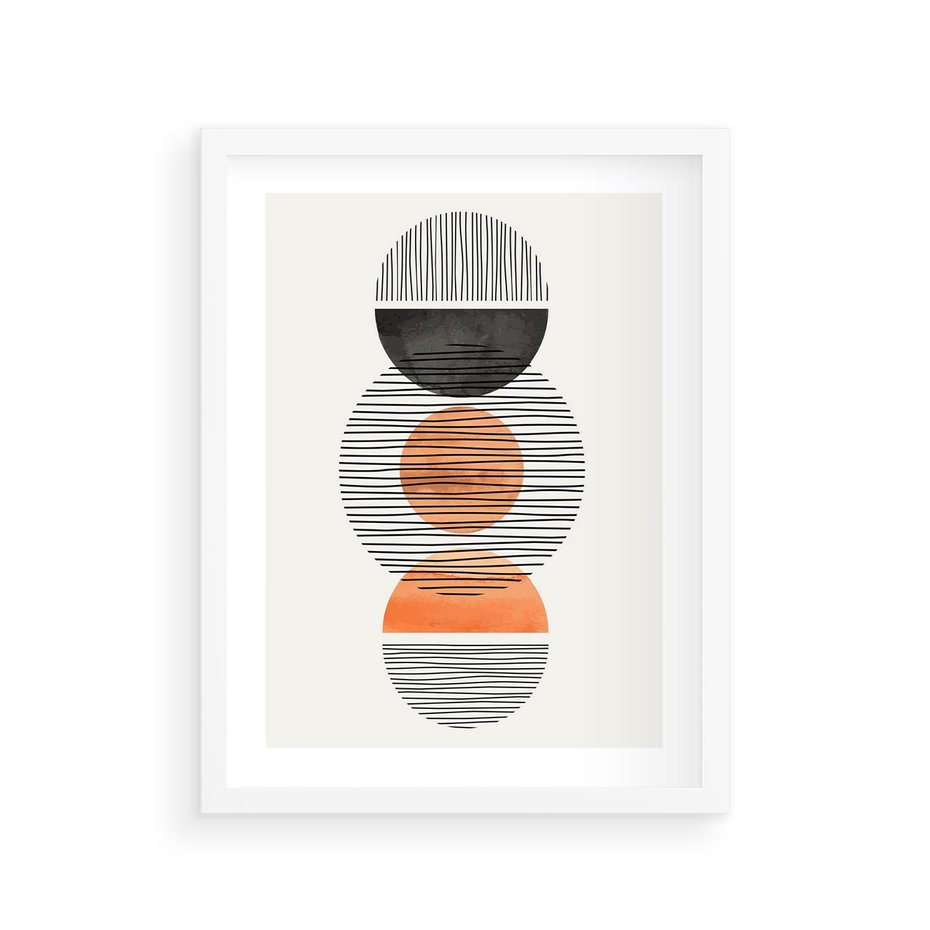 Plakat w ramie 30x40 - Geometryczna Abstrakcja - abstrakcja, nowoczesny obraz - rama biała