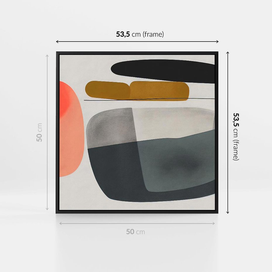 Obraz w ramie 50x50 - Wyraziste Formy - abstrakcyjne plamy, nowoczesny styl - rama czarna