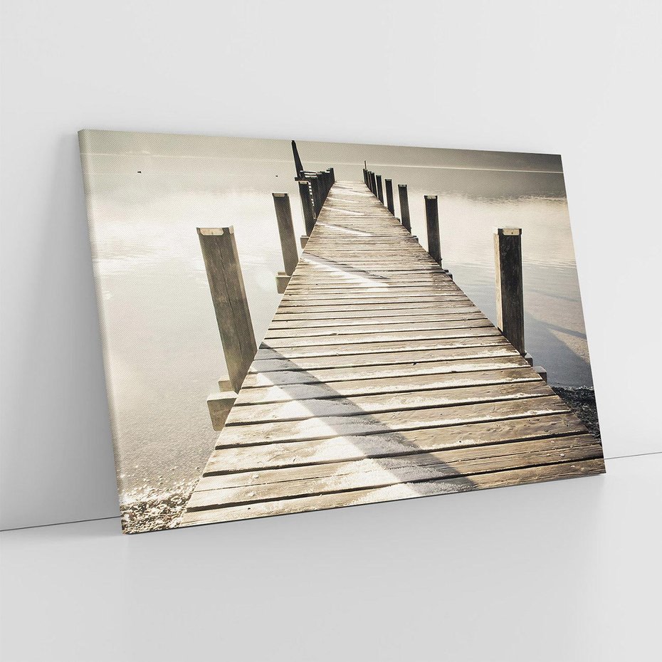 Obraz na płótnie 70x50 - Idylliczny pomost nad jeziorem - pomost, jezioro