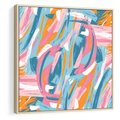 Obraz w ramie 80x80 - Refleksje w krainie abstrakcji - abstrakcja, energiczne pociągnięcia pędzla - rama drewno