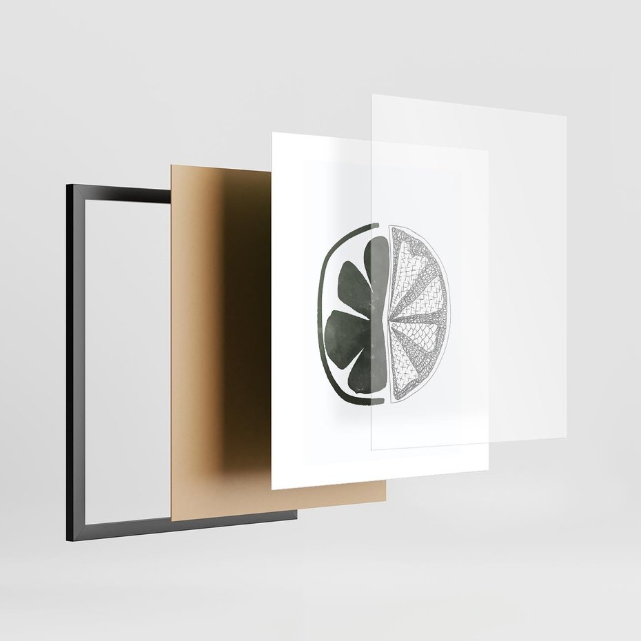 Plakat w ramie 40x50 - Cytrynowe Echo - minimalistyczny plakat, cytryna - rama czarna