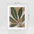 Plakat w ramie 40x50 - Nowoczesność Natury: Plakat z Zielonymi Liśćmi - nowoczesny plakat, beż - rama biała