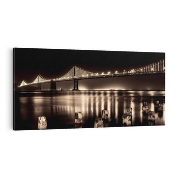 Obraz na płótnie 100x50 - Most nocą nad rzeką - noc, most