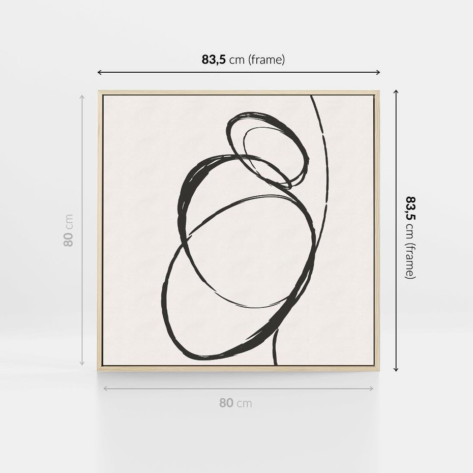Obraz w ramie 80x80 - Modernistyczne Refleksje - abstrakcyjne szkicowane linie, minimalizm - rama drewno