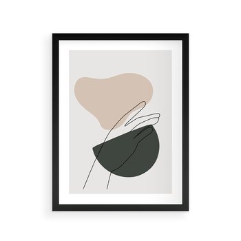 Plakat w ramie 40x50 - Rozkwitająca Opowieść - szkic jedną linią, one lone - rama czarna