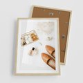 Plakat w ramie 50x70 - Elegancja w Szafie - modowa fotografia, buty - rama drewno