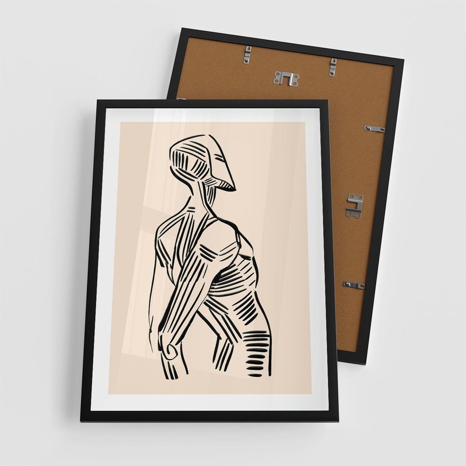 Plakat w ramie 50x70 - Eksploracja Wizualna - szkic, czarno biały - rama czarna