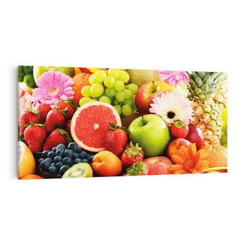 Obraz na płótnie 120x60 - Smakowite owocowe zbiory - owoce, winogrona