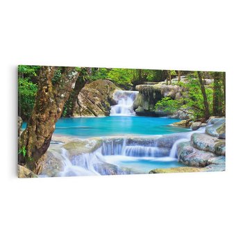 Obraz na płótnie 120x60 - Siła Rzeki i Urok Wodospadu - rzeka, wodospad