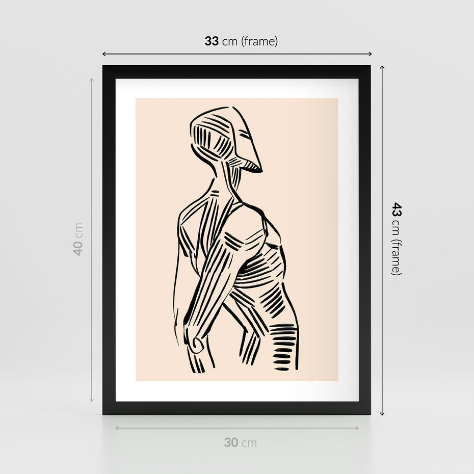 Plakat w ramie 30x40 - Eksploracja Wizualna - szkic, czarno biały - rama czarna