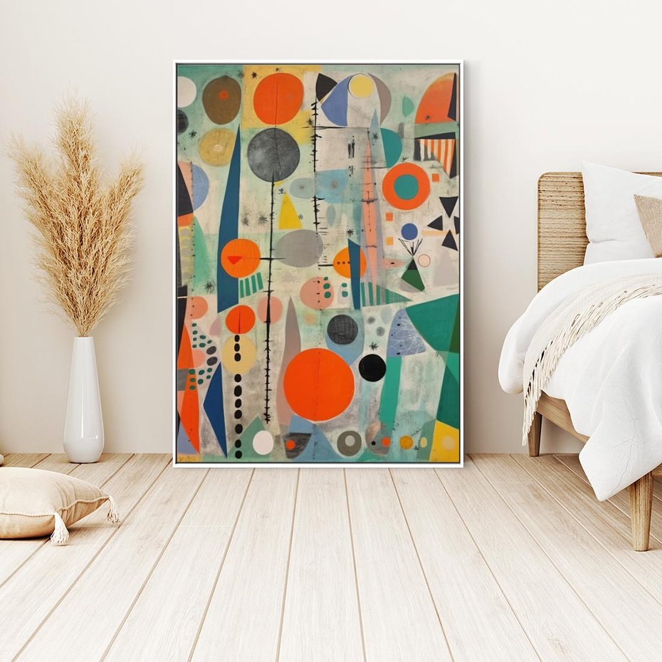 Obraz w ramie 80x120 - Wewnętrzne Zagadki Kształtów - abstrakcyjny obraz, sztuka abstrakcji - rama biała