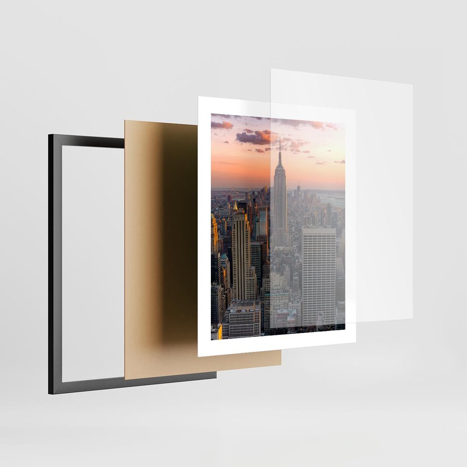 Plakat w ramie 40x50 - Nowojorskie Wieżowce - Nowy York, wieżowce - rama czarna