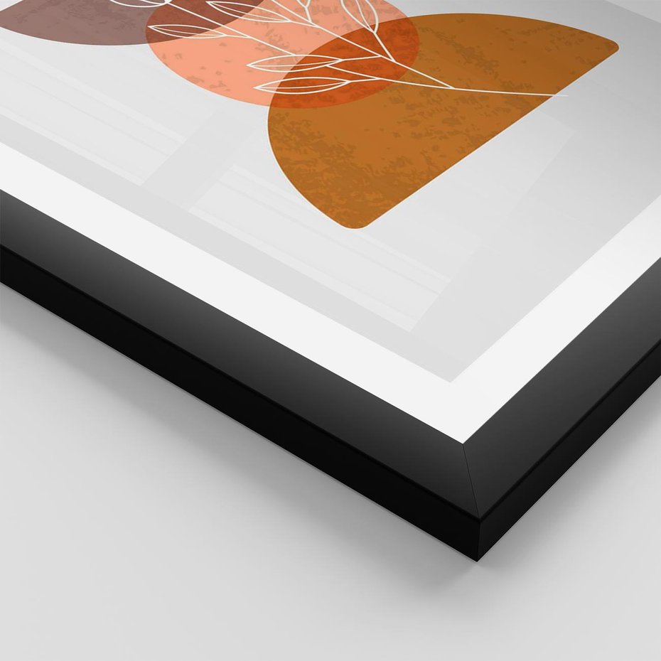 Plakat w ramie 30x40 - Kwiatowa Akwarela - akwarelowe kształty, brąz - rama czarna