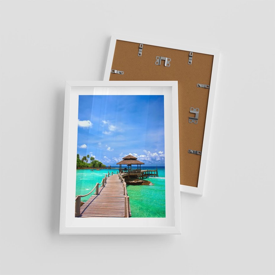 Plakat w ramie 30x40 - Magia tropikalnego oceanu - ocean, tropiki - rama biała